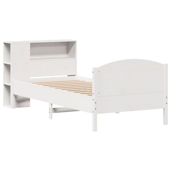 vidaXL Lit biblioth&egrave;que sans matelas blanc 90x190cm bois de pin massif