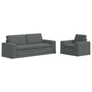 vidaXL Ensemble de Canap&eacute;s 2 pc Gris fonc&eacute; tissu