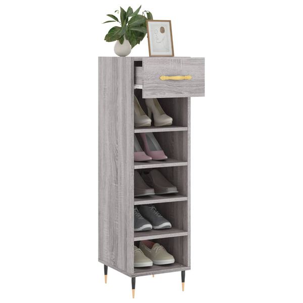 vidaXL Meuble &agrave; chaussures sonoma gris 30x35x105 cm bois d'ing&eacute;nierie