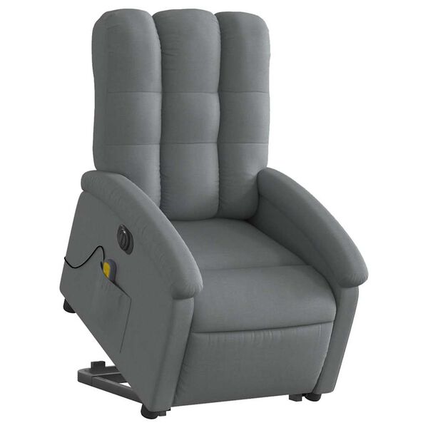 vidaXL Fauteuil inclinable de massage &eacute;lectrique Gris fonc&eacute; Tissu