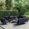 vidaXL Salon de jardin 9 pcs avec coussins R&eacute;sine tress&eacute;e Gris fonc&eacute;