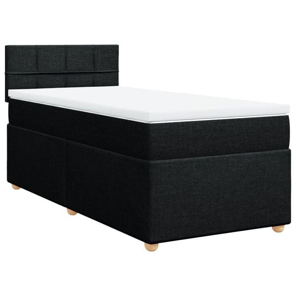 vidaXL Sommier &agrave; lattes de lit avec matelas noir 90x190 cm simple tissu