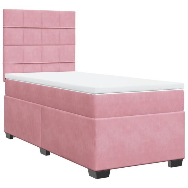 vidaXL Sommier &agrave; lattes de lit avec matelas Rose 90x200 cm Velours