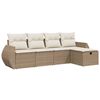 vidaXL Salon de jardin avec coussins 5 pcs beige r&eacute;sine tress&eacute;e