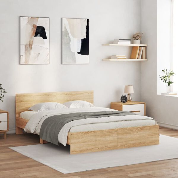 vidaXL Cadre de lit avec LED sans matelas chêne sonoma 160x200 cm