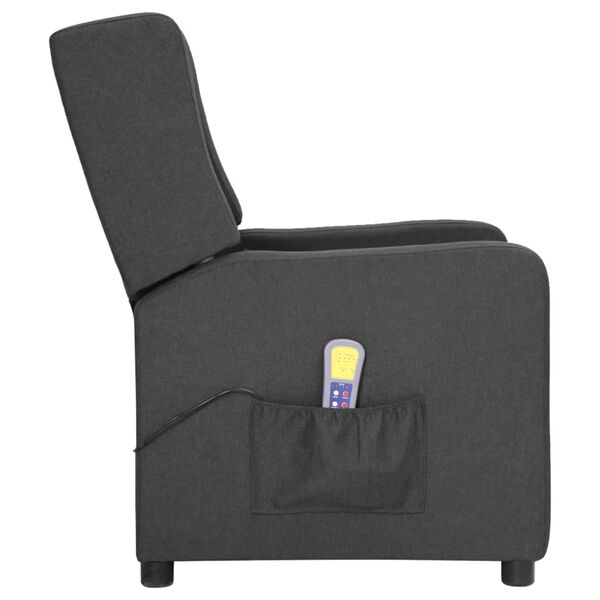 vidaXL Fauteuil de massage inclinable Gris fonc&eacute; Tissu