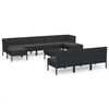 vidaXL Salon de jardin 11 pcs avec coussins R&eacute;sine tress&eacute;e Noir