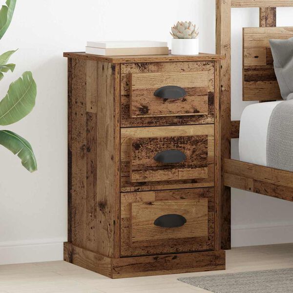 vidaXL Cabinet de chevet avec tiroir Bois Ancien 39 x 39 x 67,5 cm