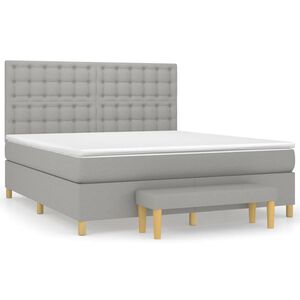 vidaXL Sommier &agrave; lattes de lit avec matelas Gris clair 180x200cm Tissu