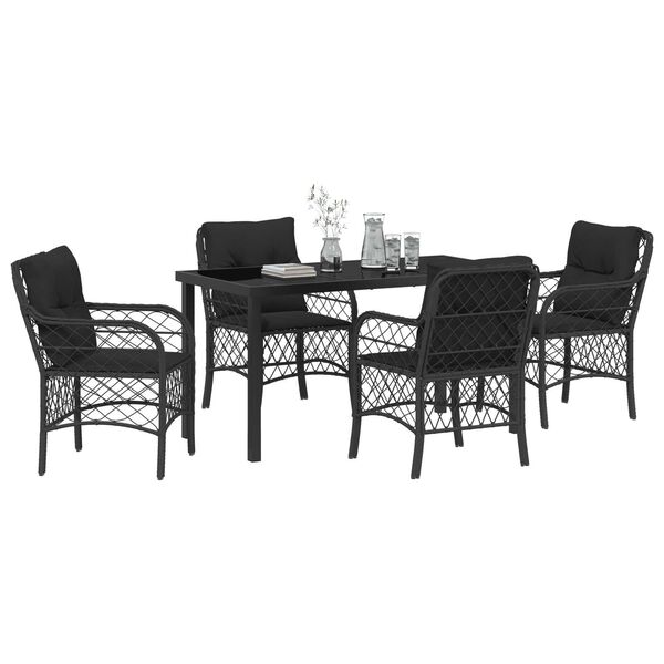 vidaXL Ensemble de salle &agrave; manger pour jardin 5 pcs Noir polyrotin