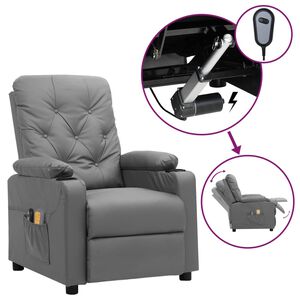 vidaXL Fauteuil de massage &eacute;lectrique Gris Similicuir