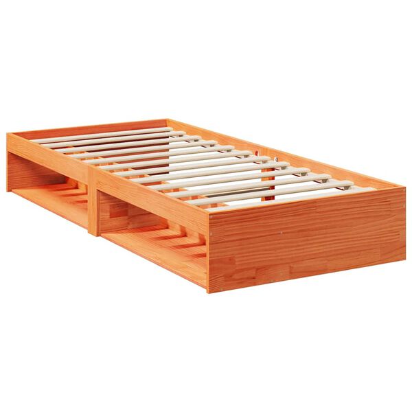 vidaXL Lit de jour avec matelas cire marron 100x200 cm bois pin massif