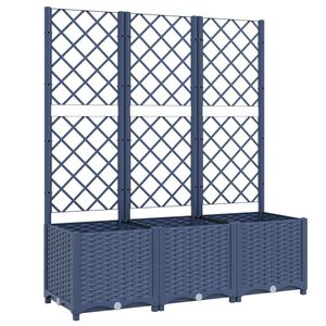 vidaXL Jardini&egrave;re avec treillis bleu gris 120x40x136 cm PP