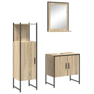 vidaXL Ensemble de mobilier de salle de bain avec &eacute;tag&egrave;re 3 pcs Marron