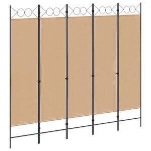vidaXL Paravent 5 panneaux Beige 200 x 180 cm Tissu