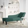 vidaXL Fauteuil long avec accoudoir droit vert foncé velours