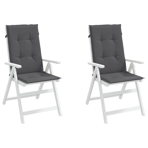 vidaXL Coussins de chaise de jardin à dossier haut lot de 2 anthracite