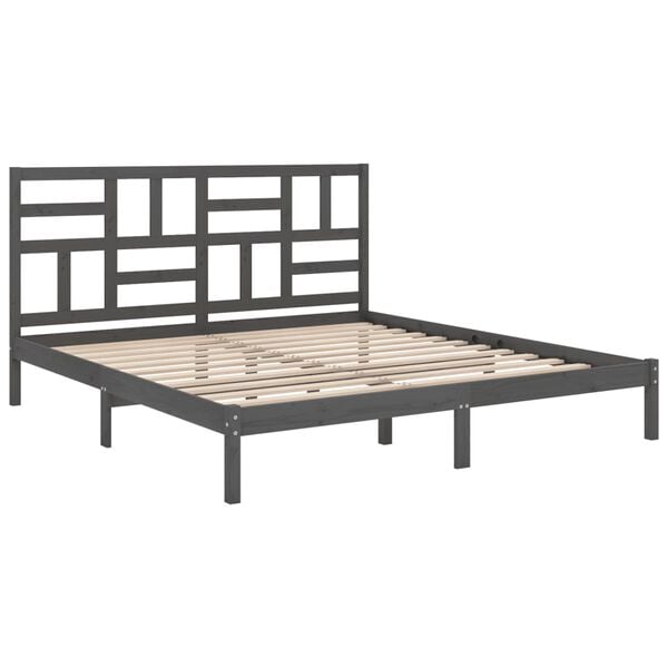 vidaXL Cadre de lit sans matelas bois massif gris 200x200 cm