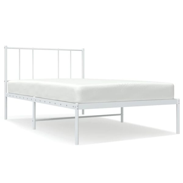 vidaXL Cadre de lit métal sans matelas avec tête de lit blanc 80x200cm