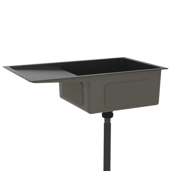 vidaXL Évier de cuisine fait main Noir Acier inoxydable