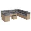 vidaXL Salon de jardin avec coussins 12 pcs beige r&eacute;sine tress&eacute;e