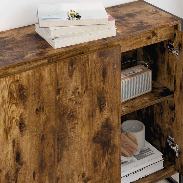 vidaXL Meuble d'appoint Ch&ecirc;ne Fum&eacute; 96,5 x 30 x 75 cm Bois d'ing&eacute;nierie