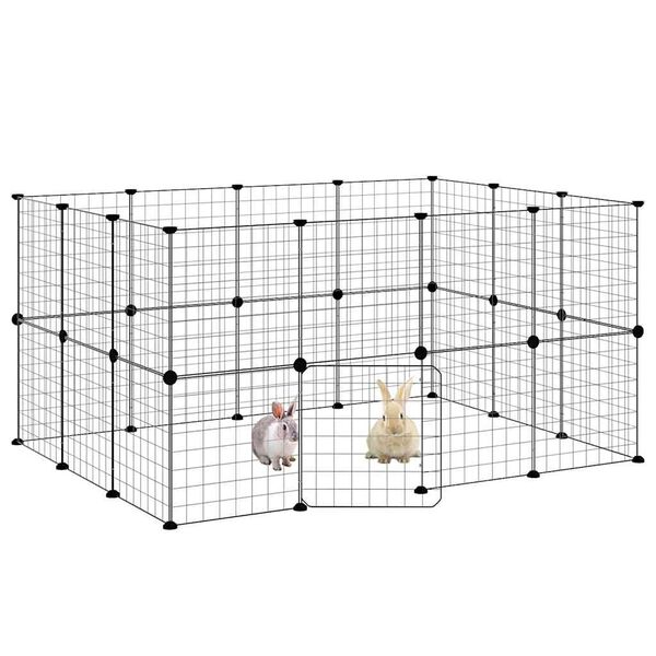 vidaXL Cage animaux de compagnie à 28 panneaux et porte Noir 35x35 cm