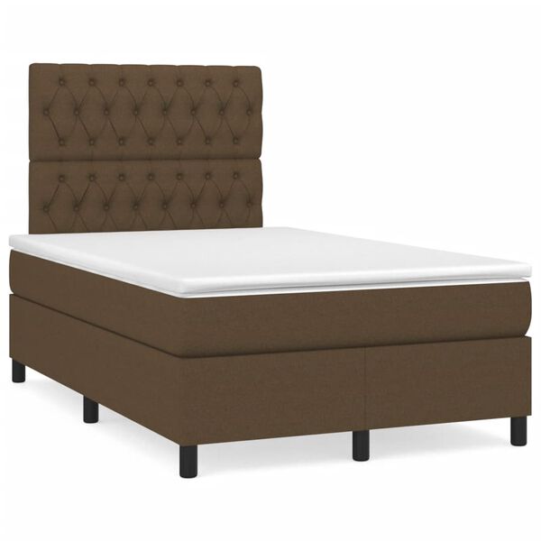 vidaXL Sommier &agrave; lattes de lit matelas et LED marron fonc&eacute; 120x190 cm