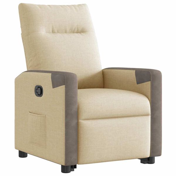 vidaXL Fauteuil inclinable Cr&egrave;me Tissu