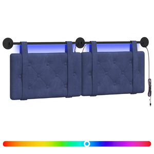 vidaXL T&ecirc;te de lit suspendue Avec lumi&egrave;re LED Bleu police Velours
