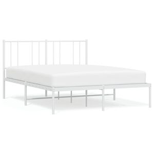vidaXL Cadre de lit m&eacute;tal sans matelas et t&ecirc;te de lit blanc 120x190 cm