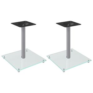 vidaXL Supports de haut-parleurs 2 pcs argenté verre trempé 1 pilier