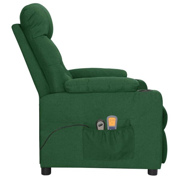 vidaXL Fauteuil &eacute;lectrique de massage Vert fonc&eacute; Tissu