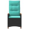 vidaXL Chaise de jardin inclinable Noir et turquoise polyrotin
