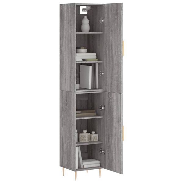 vidaXL Buffet haut Sonoma gris 34,5x34x180 cm Bois d'ing&eacute;nierie