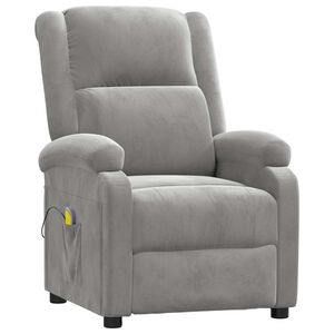 vidaXL Fauteuil de massage gris clair velours