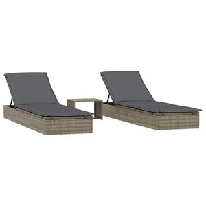 vidaXL Transats 2 pcs avec table gris résine tressée