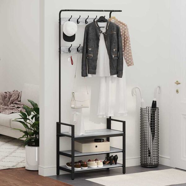 vidaXL Porte-manteau Gris Sonoma 75 x 34 x 184 cm Bois d'ing&eacute;nierie