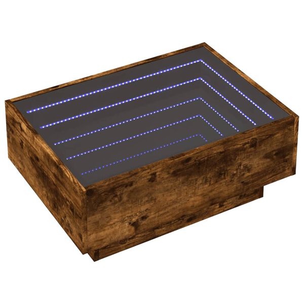 vidaXL Table basse avec LED ch&ecirc;ne fum&eacute; 70x50x30 cm bois d'ing&eacute;nierie