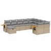 vidaXL Salon de jardin avec coussins 10 pcs beige r&eacute;sine tress&eacute;e