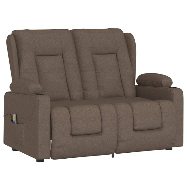 vidaXL Fauteuil de massage inclinable porte-gobelets 2 places taupe