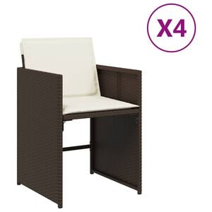 vidaXL Chaises de jardin avec coussins lot de 4 marron r&eacute;sine tress&eacute;e