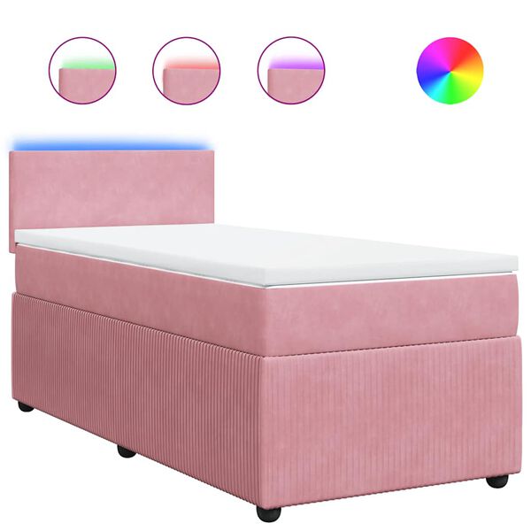vidaXL Sommier &agrave; lattes de lit avec matelas Rose 90x190 cm Velours