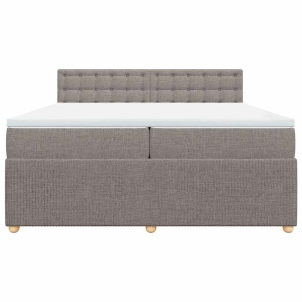 vidaXL Sommier &agrave; lattes de lit avec matelas Taupe 200x200 cm Tissu