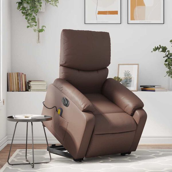 vidaXL Fauteuil inclinable de massage &eacute;lectrique marron similicuir