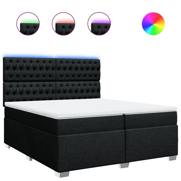 vidaXL Sommier &agrave; lattes de lit avec matelas Noir 200x200 cm Tissu