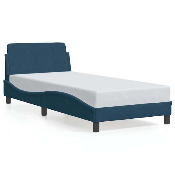 vidaXL Cadre de lit avec t&ecirc;te de lit Dover bleu 90x190 cm velours