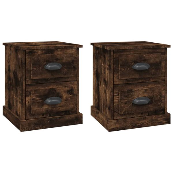 vidaXL Tables de chevet 2 pcs chêne fumé 39x39x47,5 cm bois ingénierie