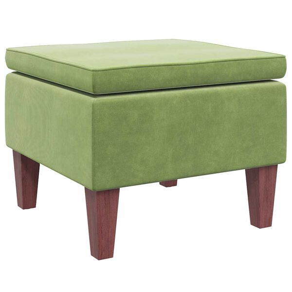 vidaXL Tabouret avec pieds en bois Vert clair Velours