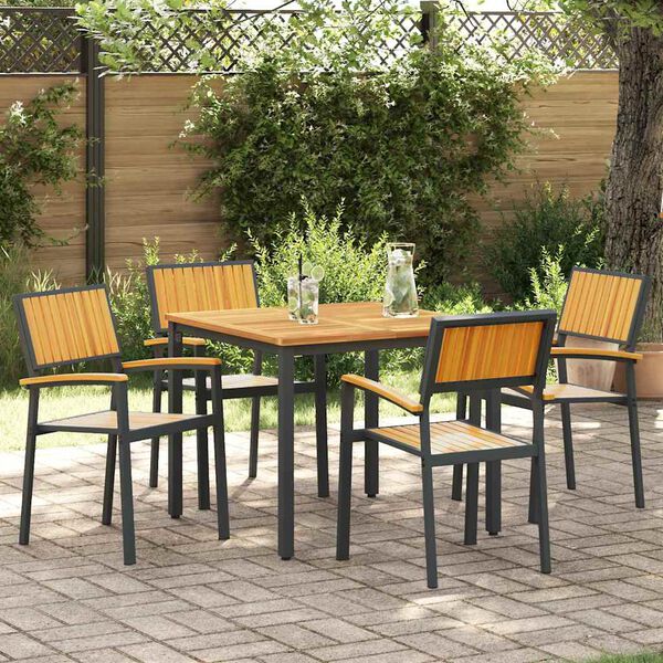 vidaXL Ensemble de salle à manger pour jardin 5 pcs Noir